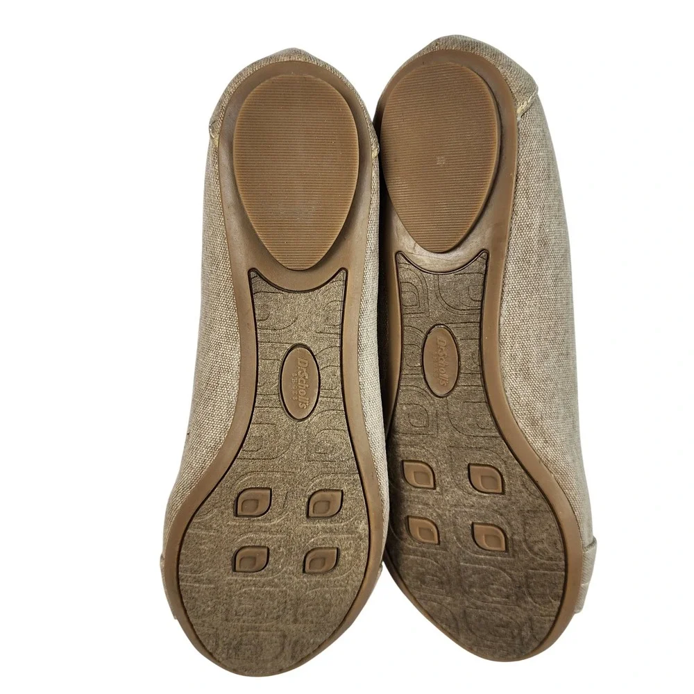 Dr Scholls Memory Fit Foam Ballet Flats Women;s 11 Beige Fabric Comfort Cute NEW